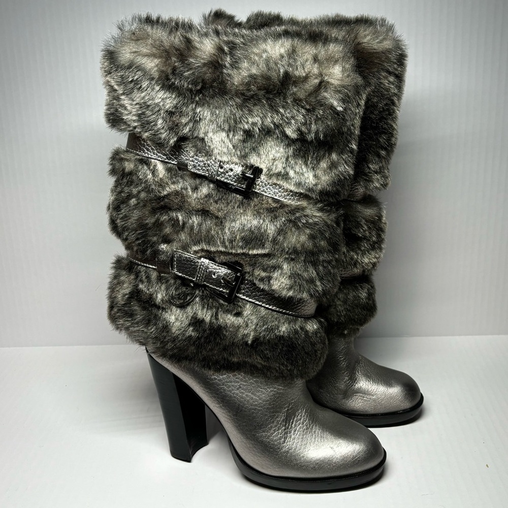 Michael Kors - Fur Silver Heel Tall Boots